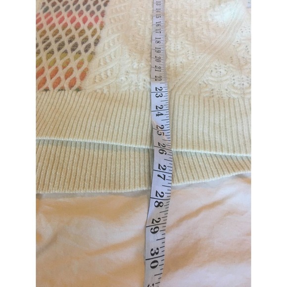 Anthropologie Maeve V-Neck Cable-Knit Lamb's Wool Sweater Women’s Size XL Ivory - Picture 11 of 12